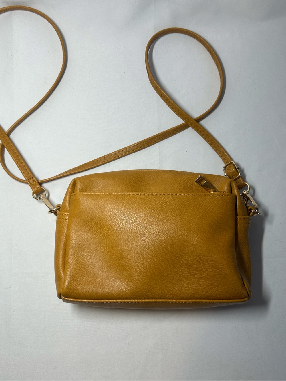 FashionPuzzle Camel Tan Faux Leather Crossbody Purse Adjustable Strap